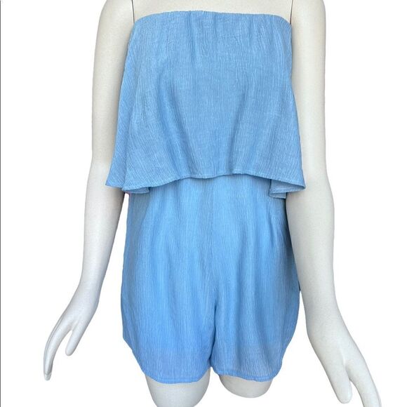 Morrisday the Label Light Blue StraplessTextured Playsuit Romper NWT - Picture 7 of 15